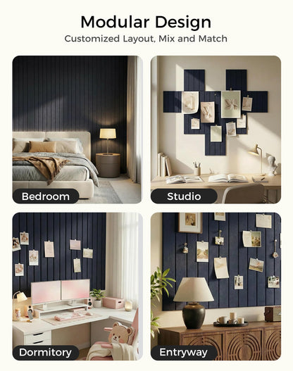 Aothia 12-Pack Felt Bulletin Board Tiles - 48x36 Modular Pin Board for Walls, 0.2" Thick Cork Board Alternative for Office & Classroom, 70 Adhesive Tabs & 40 Pushpins Included (Navy Blue)