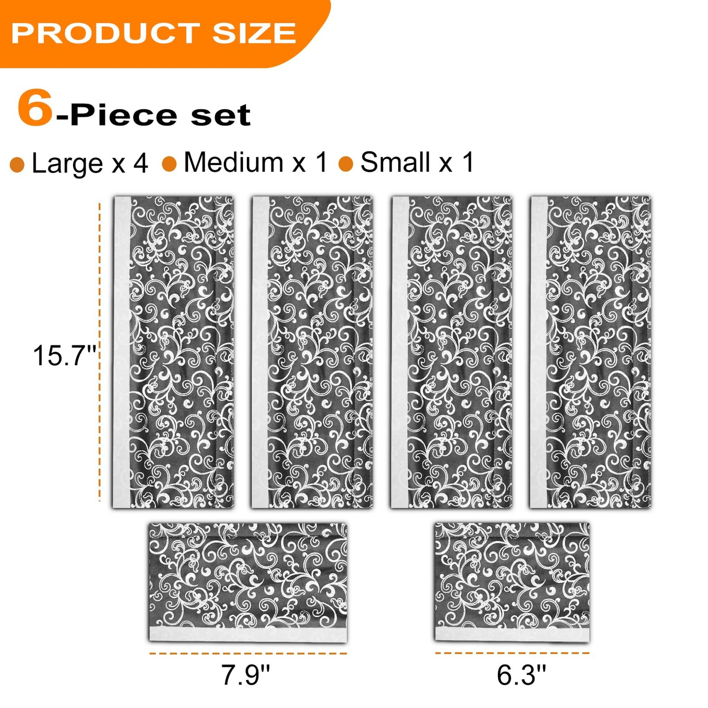 Volecy Refrigerator Handle Covers, Set of 6, Washable Velvet Appliance Door Handle Covers, Adjustable Handle Protectors, Kitchen Decor Keep Clean for Fridge Oven Stove Microwave Dishwasher(Gray Silve)
