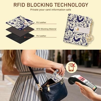 Jogjam Goth Bat Rfid Ladies Wallet, Small Slim Thin Compact Credit Card Women Wallet, Gothic Horror Halloween PU Leather Bifold Cash Zipper Coin Pocket ID Window fot Female