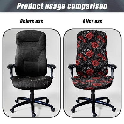 Talayituse Rose Spider Web Print Office Computer Chair Covers, Stretchable Rotating Chair Cover Halloween Decoration Removable Washable Rotating Chair Protective Slipcover, Large