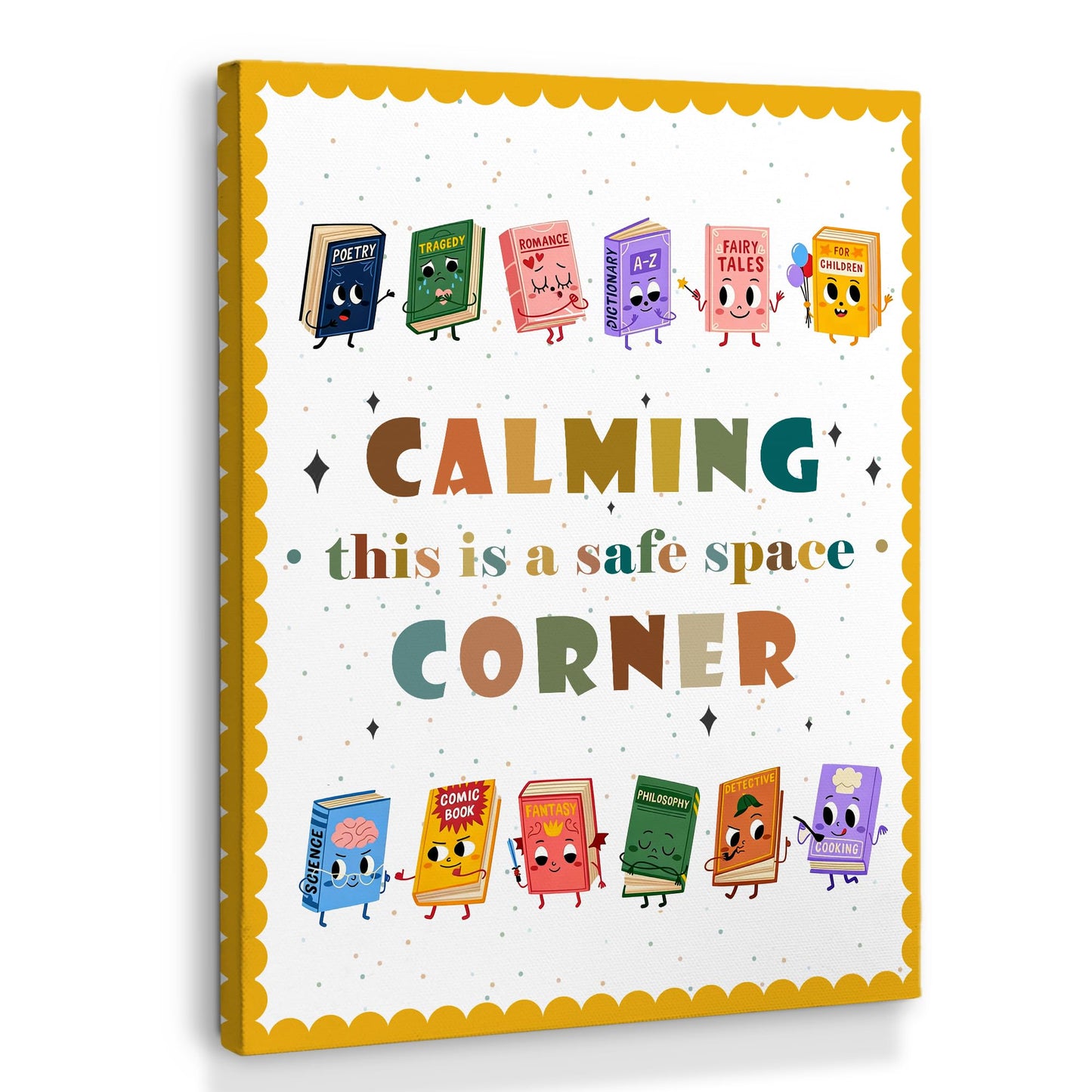 XINCEYWJ Boho Calming Corner Reading Classroom Wall Decor, Reading Nook Corner Decor, Nursery Toddler Office Canvas Art Prints Framed, Inspirational Wall Art for school Counseling Office, 11x14 In
