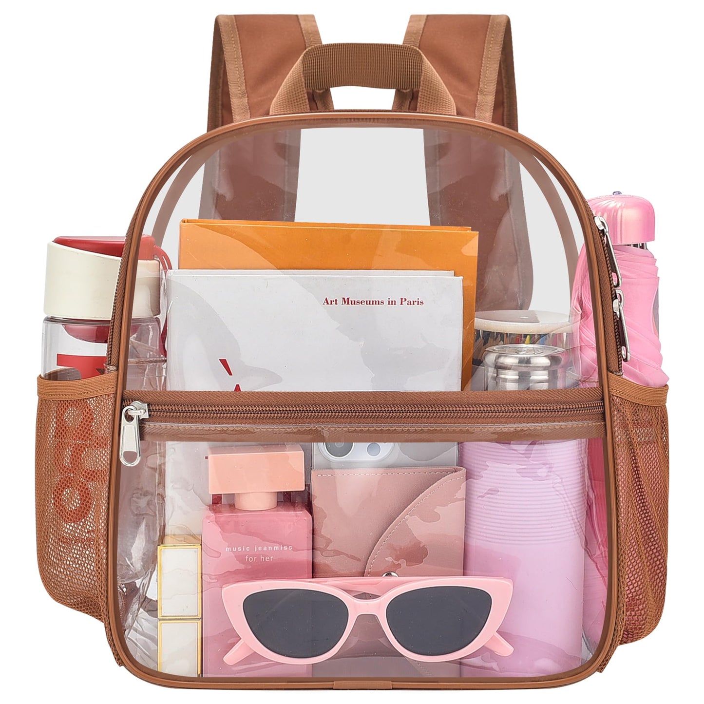 Oraben Clear Backpack Stadium Approved, 12 x 6 x 11 in, Small Transparent Backpack for Concerts, Sports Events, Festivals, Travel, Waterproof PVC, Adjustable Straps, Women Men