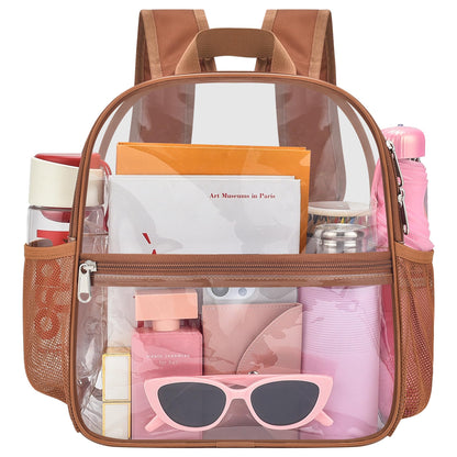 Oraben Clear Backpack Stadium Approved, 12 x 6 x 11 in, Small Transparent Backpack for Concerts, Sports Events, Festivals, Travel, Waterproof PVC, Adjustable Straps, Women Men