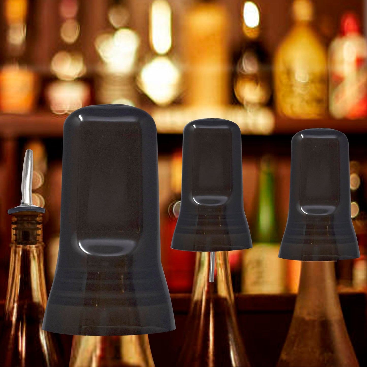 Esatto 24 Pieces Pour Spout Covers - Liquor Bottle Toppers Black, Universal Bottle Pour Dispenser,Liquor Bottle Covers Bottle Cover Dust for Home Kitchen Tools Supplies