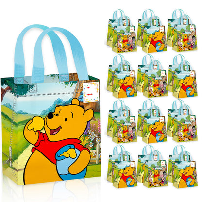 Winnie the Pooh Party Favor Bags Set – 24 Pack 8" Disney Goodie Bags for Kids Bulk Reusable Mini Totes | Disney Winnie the Pooh Birthday Party Supplies