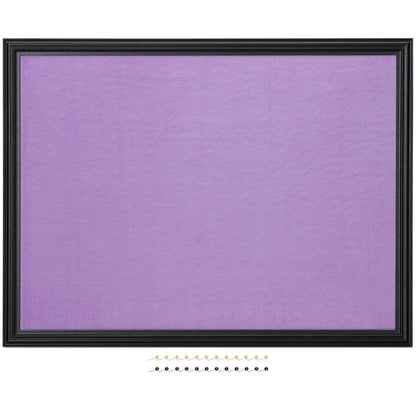 Navaris Framed Fabric Bulletin Board - 18 x 24 inches Plush Jewelry Organizer Pinboard for Wall - Memory Memo Pin Board - Purple with Black Frame