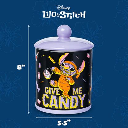 Silver Buffalo Disney Lilo and Stitch Halloween Mummy Give Me Candy Ceramic Cookie Snack Jar (Large)