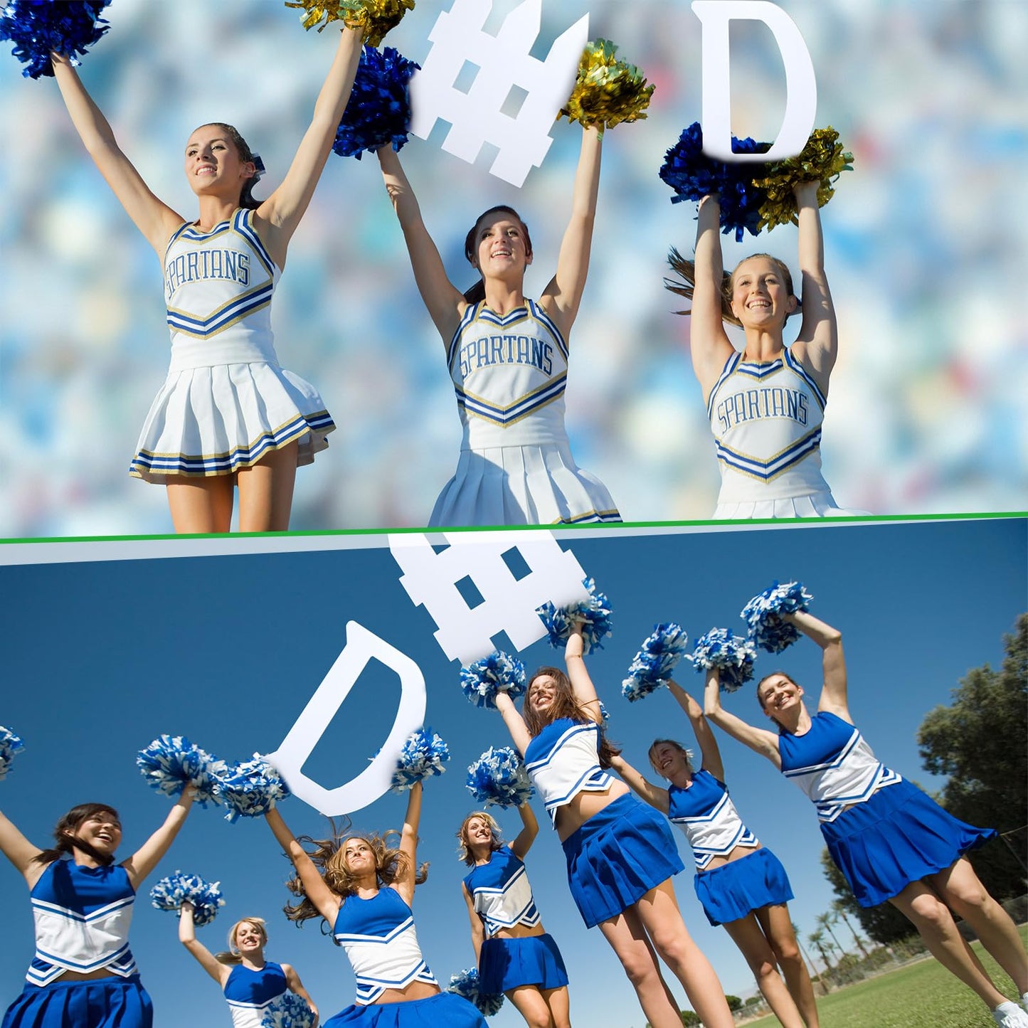 AmazingSpark 2 Pcs D Fence Cardboard Cutout Football Party Decorations Cheer Signs for Competition Defense Sport 24.3'' Cheerleading Accessory Football Basketball Game Day Photo Prop for Sport Party