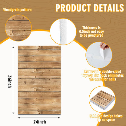 Hahafelt 36 x 24 x 0.5 Inch Felt Wood Grain Dart Board Wall Protectors Square Dart Board Backing Tiles Dartboard Backboard Cork Backboards Alternative (Burlywood)