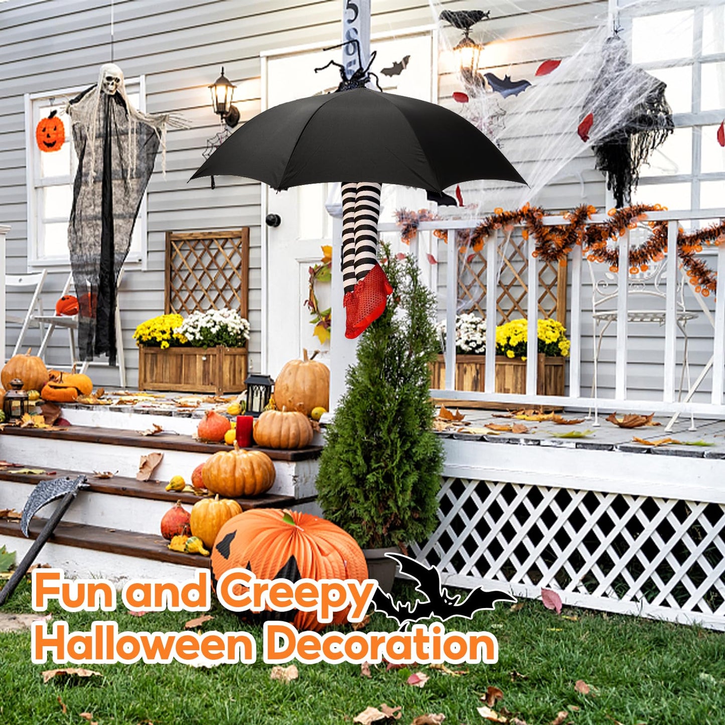 Bothyi Wicked Witch Legs Prop Halloween Decorations Craft Novelty Haunted House Decoration Witch Legs Witch Prop for Garden Halloween Outdoor Porch