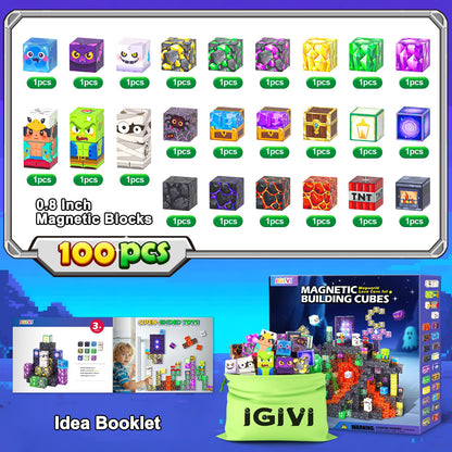 IGIVI Magnetic Blocks - Build Mine Magnet World, STEM Magnetic Building Blocks for Kids Ages 4-6 6-8 8-12, Building Toys Games for Boys Girls Ages 3+, Birthday Toys Gifts for Kids Toddlers