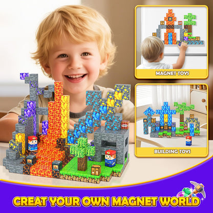 Toyvimo Magnetic Blocks 100PCS Kids Toys Magnetic Building Blocks Build Mine Magnet World Craft Cubes Boys Toys Ages 3-5 4-6 5-7 6-8, 3-12 Year Old Boy Birthday Gifts