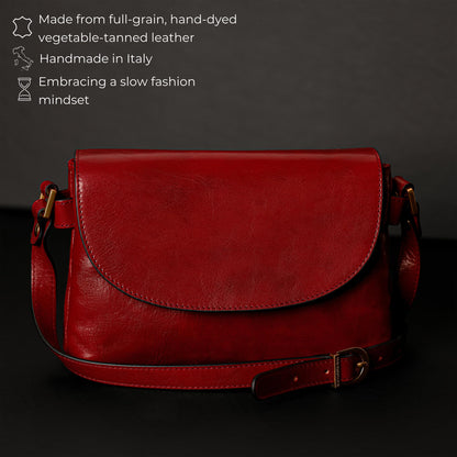 Time Resistance Leather Crossbody Bag for Women - Handbag, Shoulder Bag, Messenger Purse (Red) - Gift Box Included