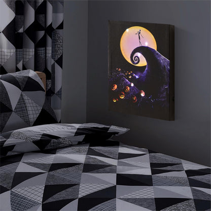Nightmare Before Christmas LED Light Up Canvas Wall Art featuring Jack Skellington, 11"W x 14"H