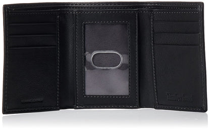 Timberland mens Leather Trifold With Id Window Wallet, Black, One Size US