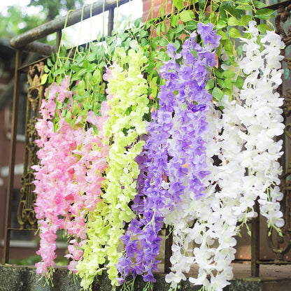 GPARK 12 Pieces/Each 45 inch / 3.7 ft Wisteria Artificial Flower Bushy Silk Vine Ratta Hanging Garland Hanging for Wedding Party Garden Outdoor Greenery Office Wall Decoration Pink