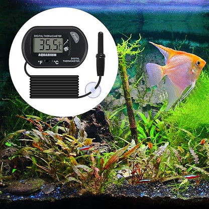 2Pack Digital Aquarium Thermometer with Large LCD Display, Reptile Thermometer for Vehicle, Terrarium, Fish Tank, Refrigerator