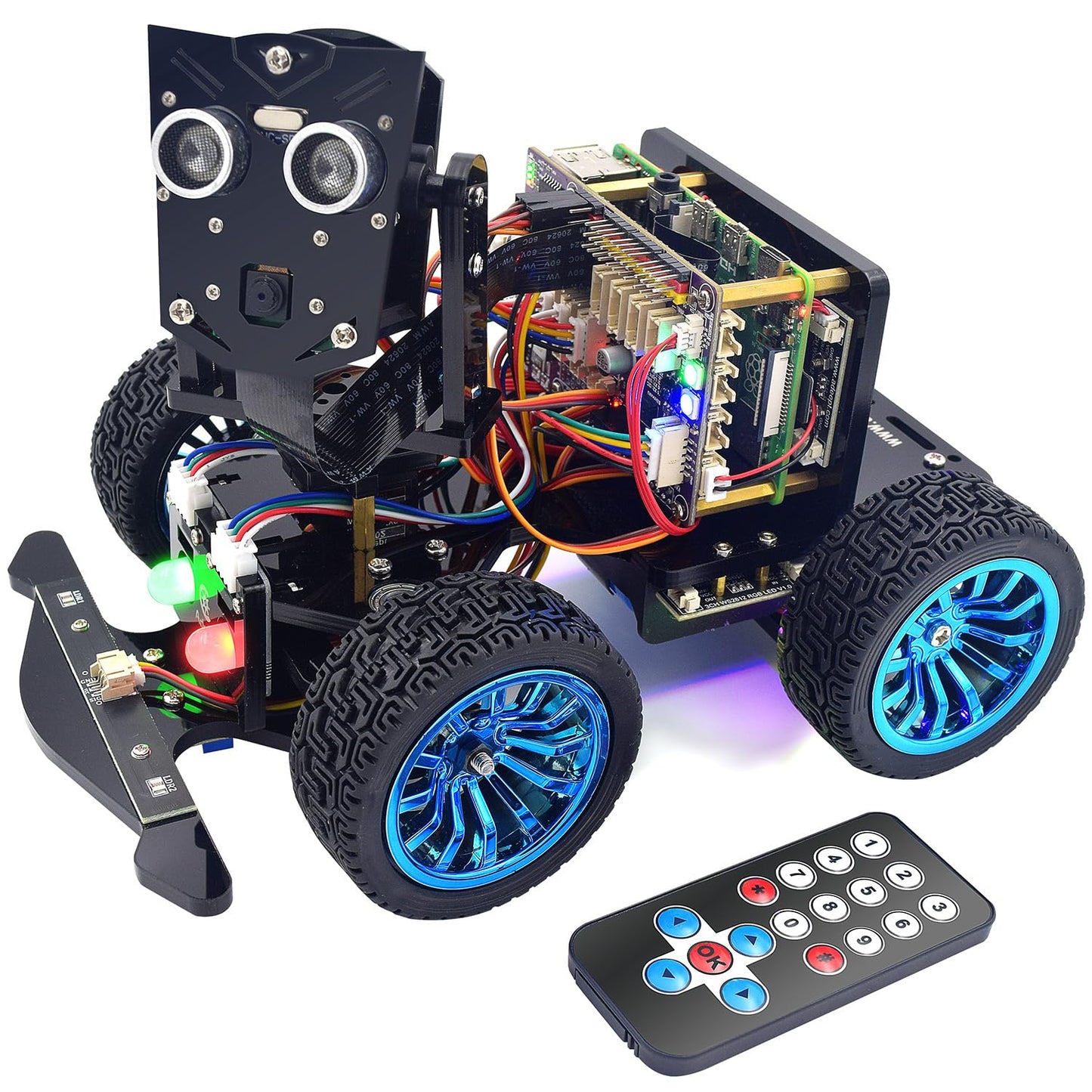 Adeept PiCar-B Mars Rover Smart Car Kit for Raspberry Pi 5/4B/3B/3B+, Obstacle Avoidance, Line Tracking, Light Tracing, Camera, Speech Recognition, Python, PDF Tutorials(Raspberry Pi NOT Included)