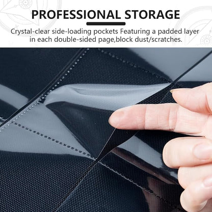 Trading card binder,Ringless Zip laser foiling Binder,540 Double Sided Pocket Collectible Trading Card Albums for YGO,MTG, DTCG,Sport Card, Game Cards (MTG Black)