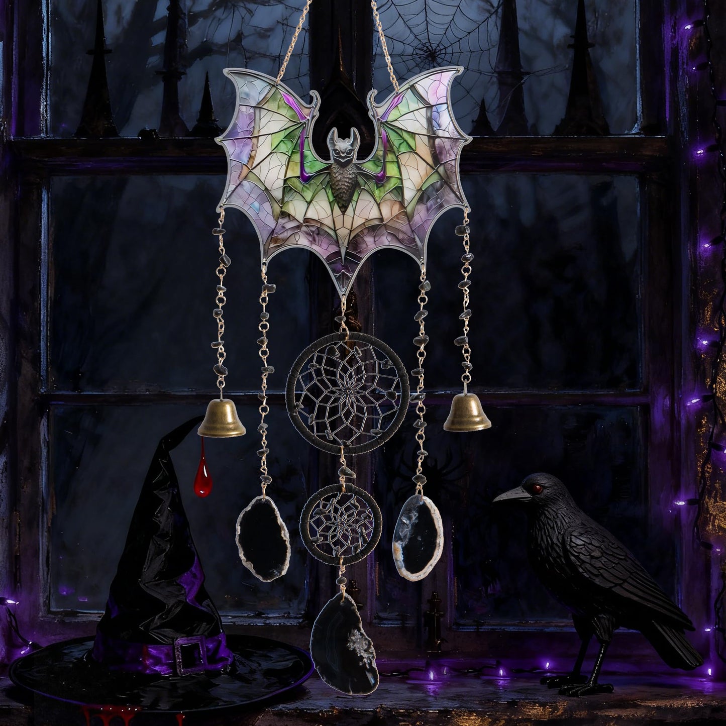 Bat Gothic Decor Acrylic Crystal Bat Sun Catcher for Windows Hanging Decoration Spider Sun Catcher Decoration Room Wall Art Decor