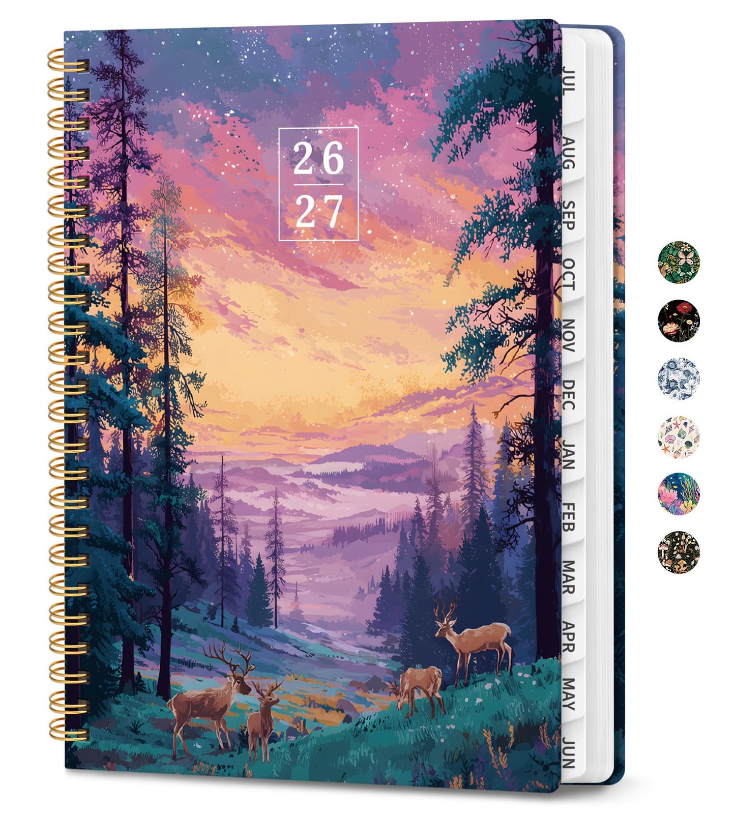 Academic Planner 2026-2027, Monthly and Weekly Calendar Planner, July 2026 - June 2027, Pretty Hardcover Teacher Student Planning Agenda Book with Tabs, Fit for School Office Supplies, 6.3" x 8.5", Aurora Valley