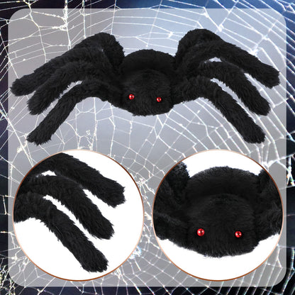 JOVITEC 4 Pack Hairy Spiders Giant Spider Huge Spider Fake Hairy Spider Toys for Halloween Parties Haunted House Decorations, 12 Inches (Black)