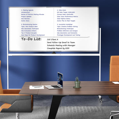 Large Rolling Whiteboard on Wheels, 72" x 36" Double-Sided Mobile White Board with Stand, 6' x 3' Portable Standing Magnetic Dry Erase Board Easel for Home Office Classroom School, Silver