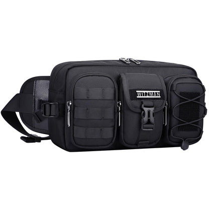 WITZMAN Fanny Pack for Men Fashion Waist Zipper Pack Bags Mens Belt Bag with Multi-pocket for Traveling Daily Walking（B733 Black）