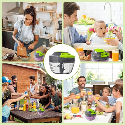 Manual Food Processor Vegetable Chopper, Portable Hand Pull String Garlic Mincer Onion Cutter for Veggies, Ginger, Fruits, Nuts, Herbs, etc.,500ml