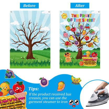 Cinrobiye Fruit of The Spirit Felt Bulletin Board Make Your Own Fruit of the Spirit Tree Crafts DIY Christian Bible Scene Set for Church VBS Sunday School Classroom Activities
