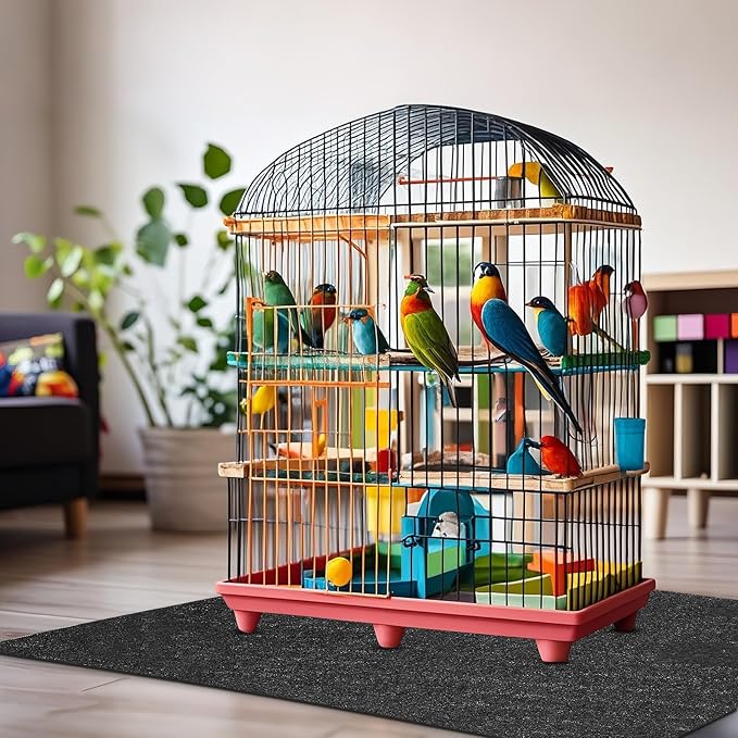 Nuanchu Large Bird Cage Mat, 48 x 48 Inch Under Pet Cage Mat, Absorbent/Waterproof Felt Pad for Bird Cages, Reptile Aquariums, Dog Kennels, with Non-Slip Backing for Hard Floors and Surfaces