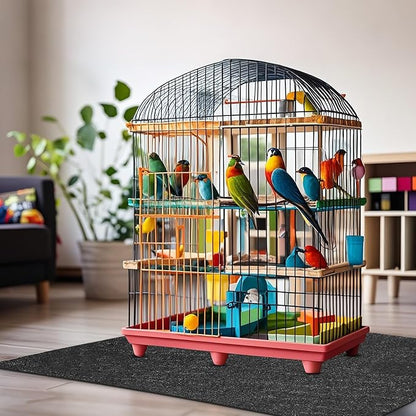 Nuanchu Large Bird Cage Mat, 48 x 48 Inch Under Pet Cage Mat, Absorbent/Waterproof Felt Pad for Bird Cages, Reptile Aquariums, Dog Kennels, with Non-Slip Backing for Hard Floors and Surfaces