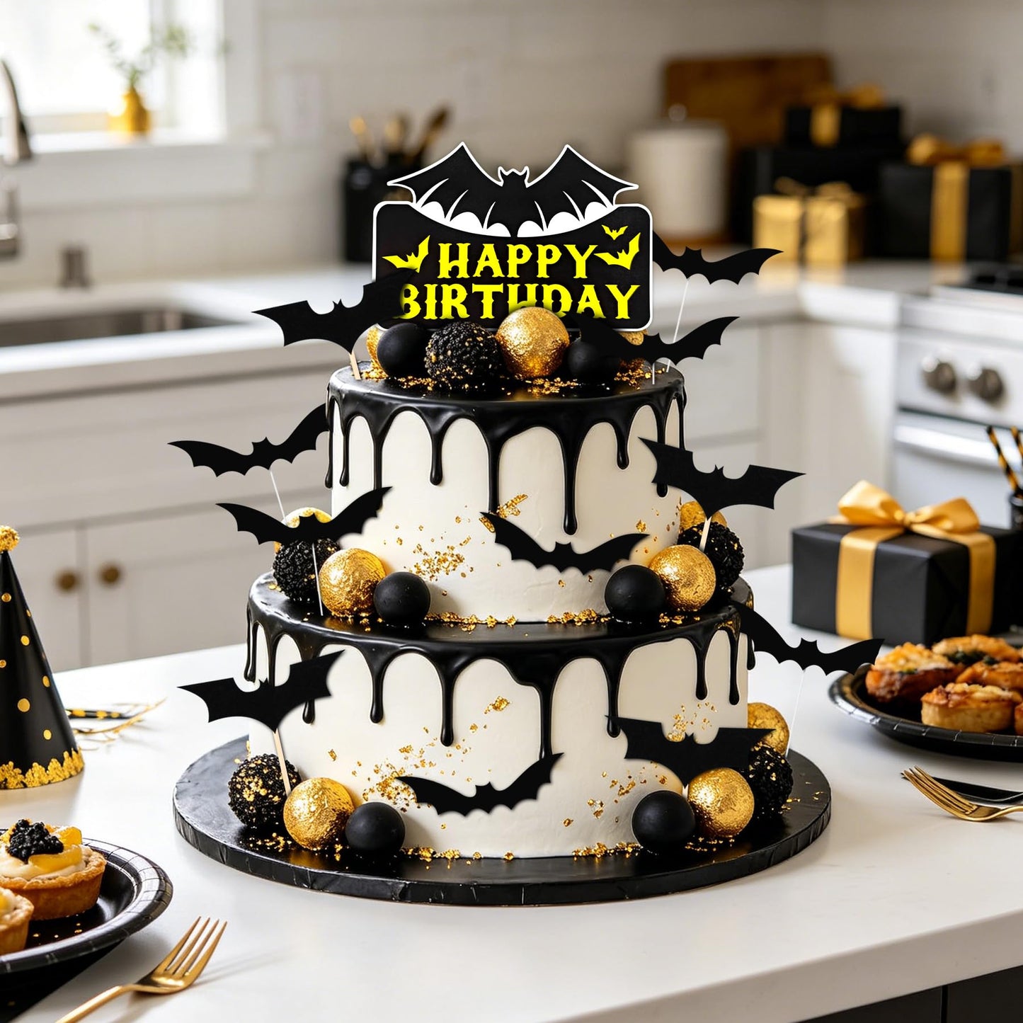 Superhero Cake Topper Bat Cake Decor - Happy Birthday Decorations for Hero Themed Party Supplies