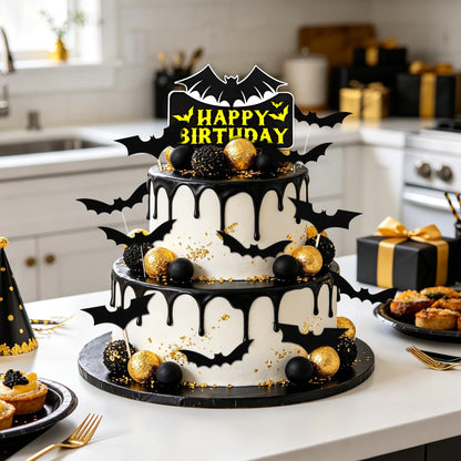 Superhero Cake Topper Bat Cake Decor - Happy Birthday Decorations for Hero Themed Party Supplies