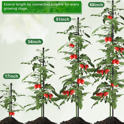 30Pcs Plant Support Stakes 17 inch SupKing Garden Orchid Sticks Extended to 3ft 4ft 5ft Plant Poles with Clips for Indoor Outdoor Potted Tomato Rose Amaryllis Vegetables Comes with 20 Ties(Black)