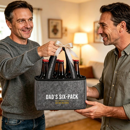 Funny Dad Gifts from Daughter Son, Dad Beer Carrier Felt Bottle Tote, Father’s Day Birthday Gift, Reusable Drink Caddy for Camping, BBQ, Picnic, and Party