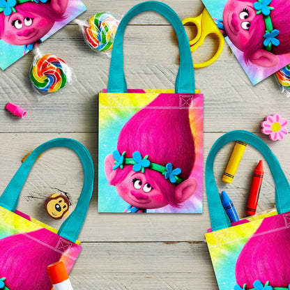 DreamWorks Trolls Party Favor Bags Set – 24 Pack 8" Goodie Bags for Kids Bulk Reusable Mini Totes | Trolls Birthday Party Supplies