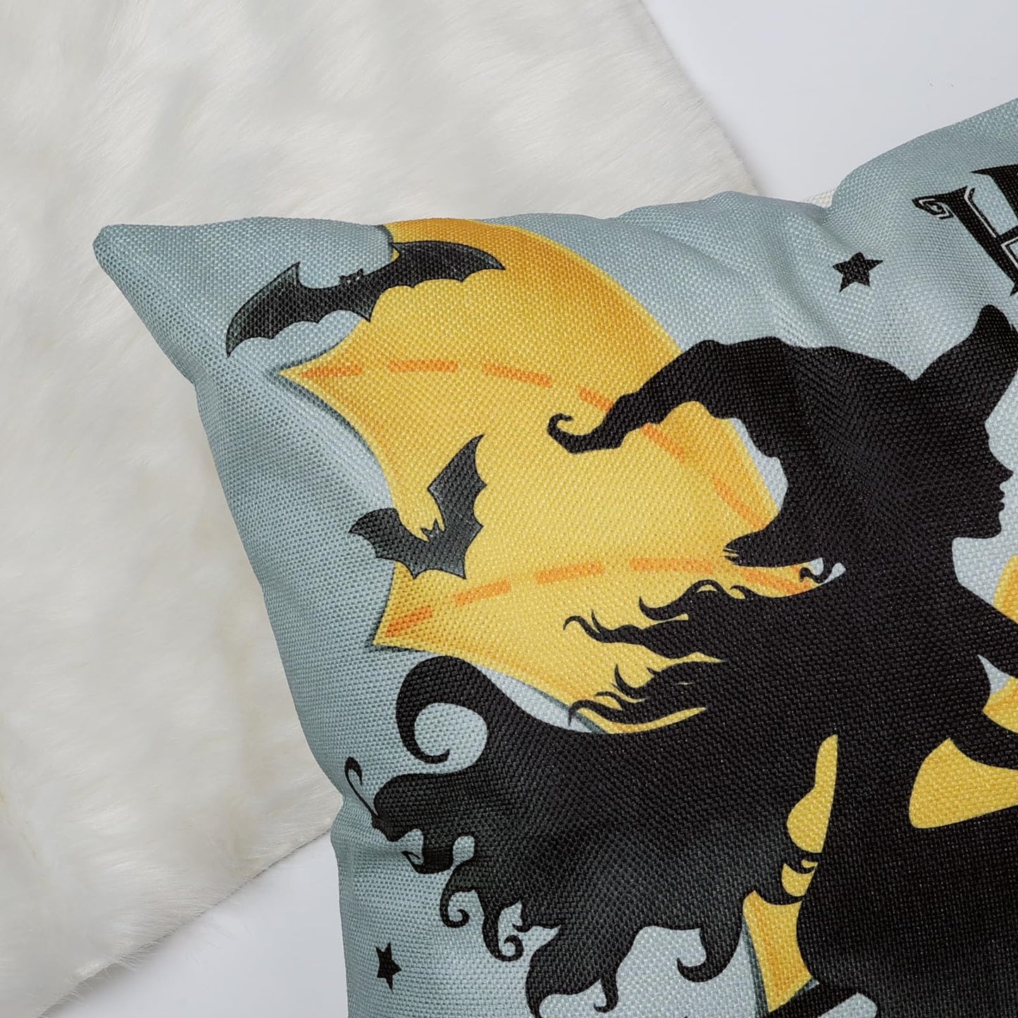 Bonhause Halloween Pillow Covers 18 x 18 Inch Witch Spider Skull Trick or Treat Decorative Pillows for Sofa Home Halloween Decor Set of 4