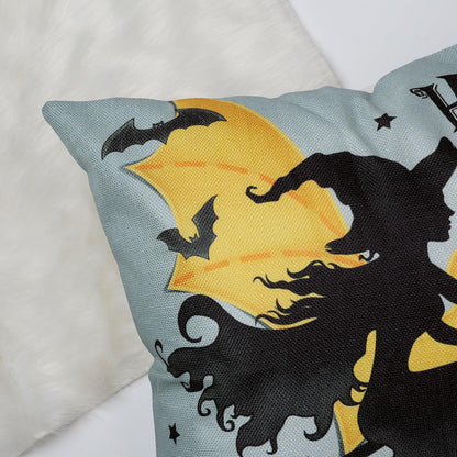Bonhause Halloween Pillow Covers 18 x 18 Inch Witch Spider Skull Trick or Treat Decorative Pillows for Sofa Home Halloween Decor Set of 4