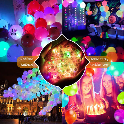 chzk 200pcs Balloon Lights Cool White & Rainbow Mini LED Lights Round Long Standby Time Ball Lamps for Easter Birthday Party Christmas Halloween Decoration