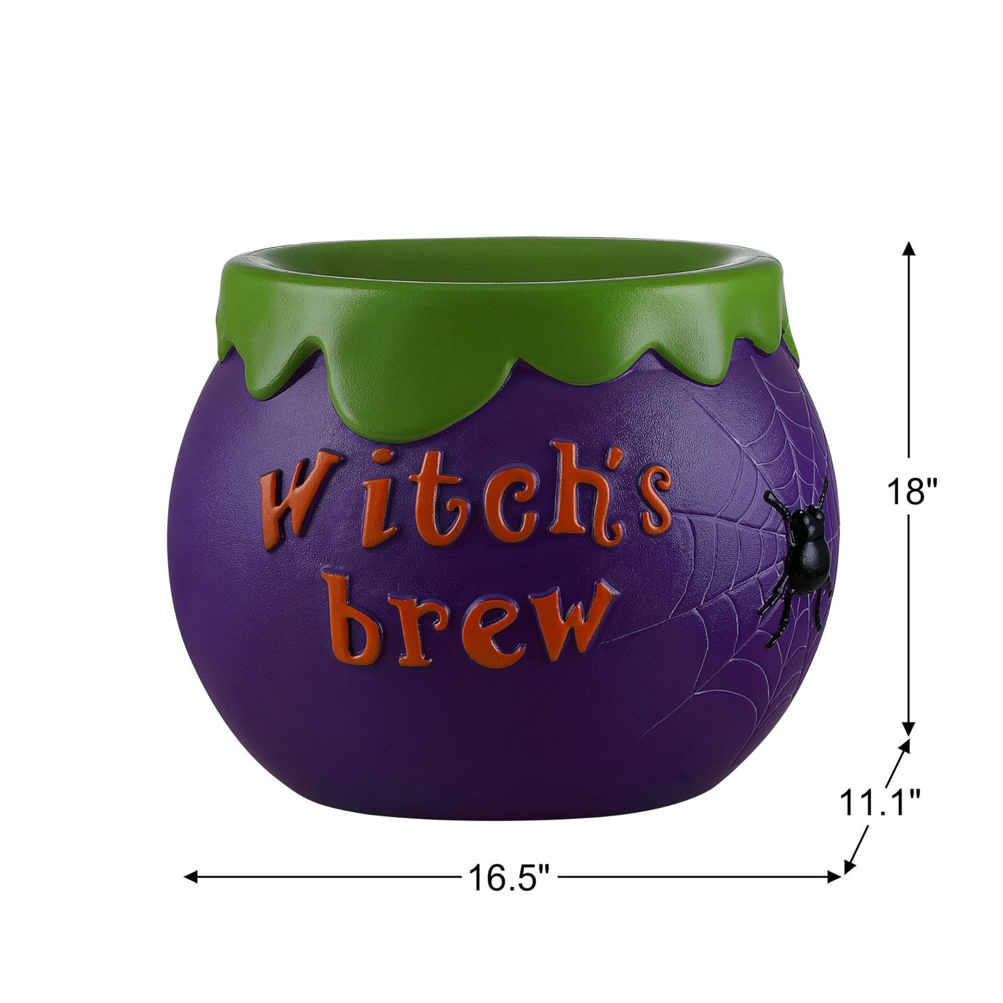 Mr. Halloween 14 in Cauldron Candy Bowl with LED Lights, Blow Mold Trick or Treat Holder, Light Up Halloween Candy Dish