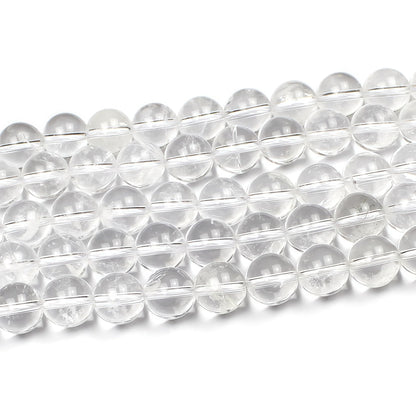 MJDCB 7A Natural White Clear Quartz Round Beads Gemstone Beads for DIY Necklace Bracelat Jewelry Making Strand 15" (6mm)