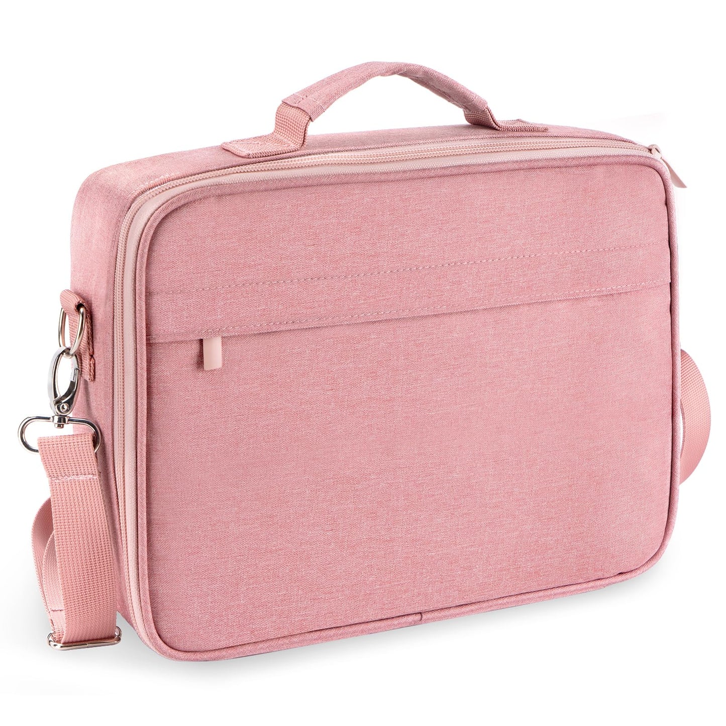 WEMATE Large Capacity Bible Cover Case, Waterproof Study Supplies Tote Bag with Double-Layer Handle & Shoulder Strap, Bag for Women, Girls, Teens, and Christian (Pink)