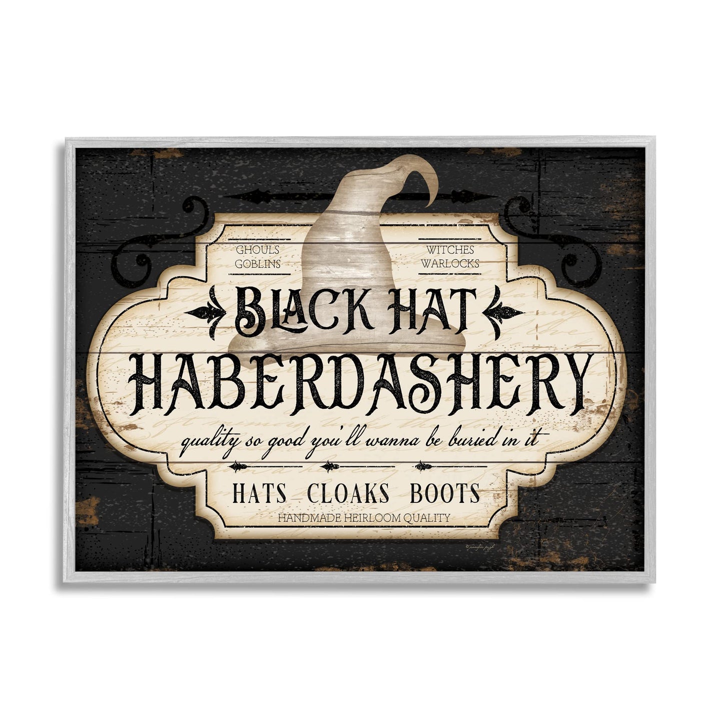 Stupell Industries Black Hat Haberdashery Halloween Sign Spooky Heirloom Quality