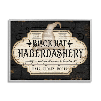 Stupell Industries Black Hat Haberdashery Halloween Sign Spooky Heirloom Quality
