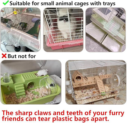 Tfwadmx 50 Pcs Disposable Rabbit Cage Liner, 27"x19" Clear Plastic Bunny Cage Tray Liners,Guinea Pig Toilet Film Liner Bag for Ferret,Hamster,Hedgehog,Birds and Small Animals