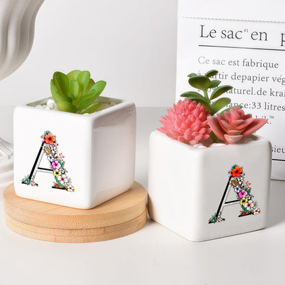 BJDAMAI Succulent Planter Flower Plant Pot Small, Gifts for Teens Toddler Girls Kids Daughter, Granddaughter, Sister, Niece Birthday Themed Party (Letter A)