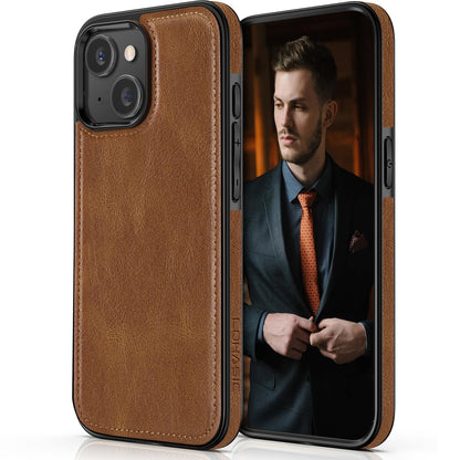 LOHASIC Compatible with iPhone 15 Case, Luxury Elegant Leather Business Classic Soft Grip Back Cover Full Body Protective Shockproof Back Cover Phone Cases for iPhone 15 6.1 inch - Brown