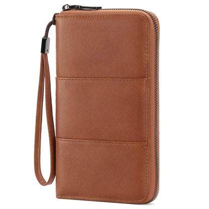 LEEXTON RFID Blocking with Zipper Travel Passport Wallet,Travel Document Organizer for Men and Women Family Holder with Wrist Strap