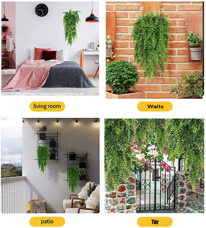 Toprooms 4pcs Artificial Hanging Plants Fake Hanging Plant Fake Plants Faux Fern Ivy Vines Outdoor UV Resistant Plastic Hanging Plants Artificial Decor (Ferns)